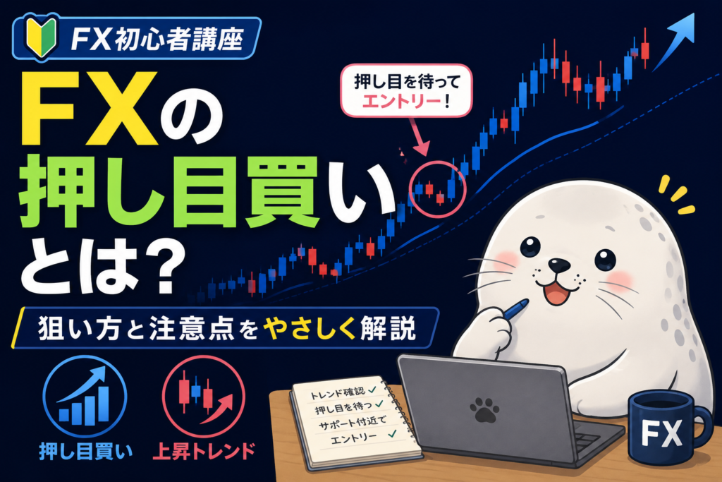 FXの押し目買いの狙い方と注意点を初心者向けに解説するアイキャッチ画像