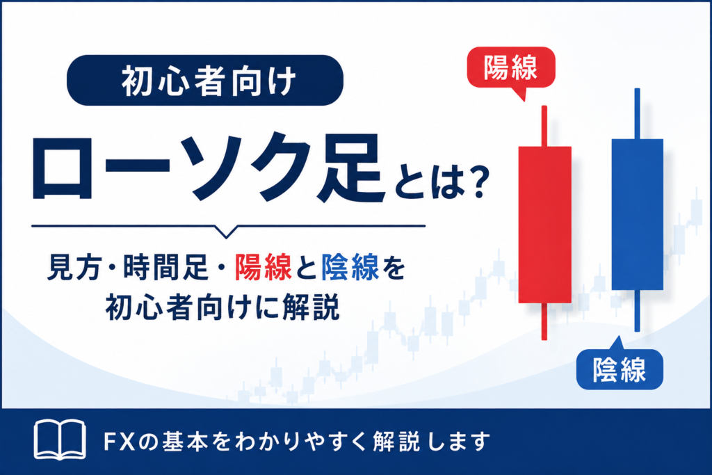 FXのローソク足について初心者向けに解説する記事のアイキャッチ